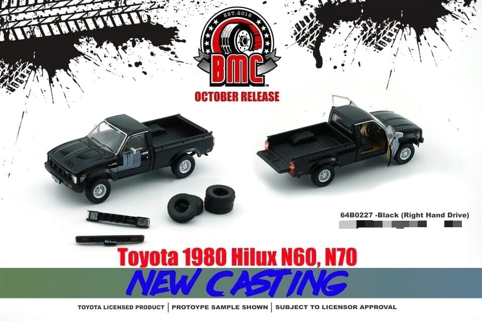 BM Creations Toyota 1980 Hilux N60 N70 Black 1:64