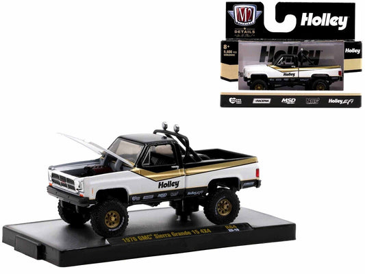 M2 Machines Auto Meets Release 64 1976 GMC Sierra Grande 15 4X4 White Black Holley 1:64