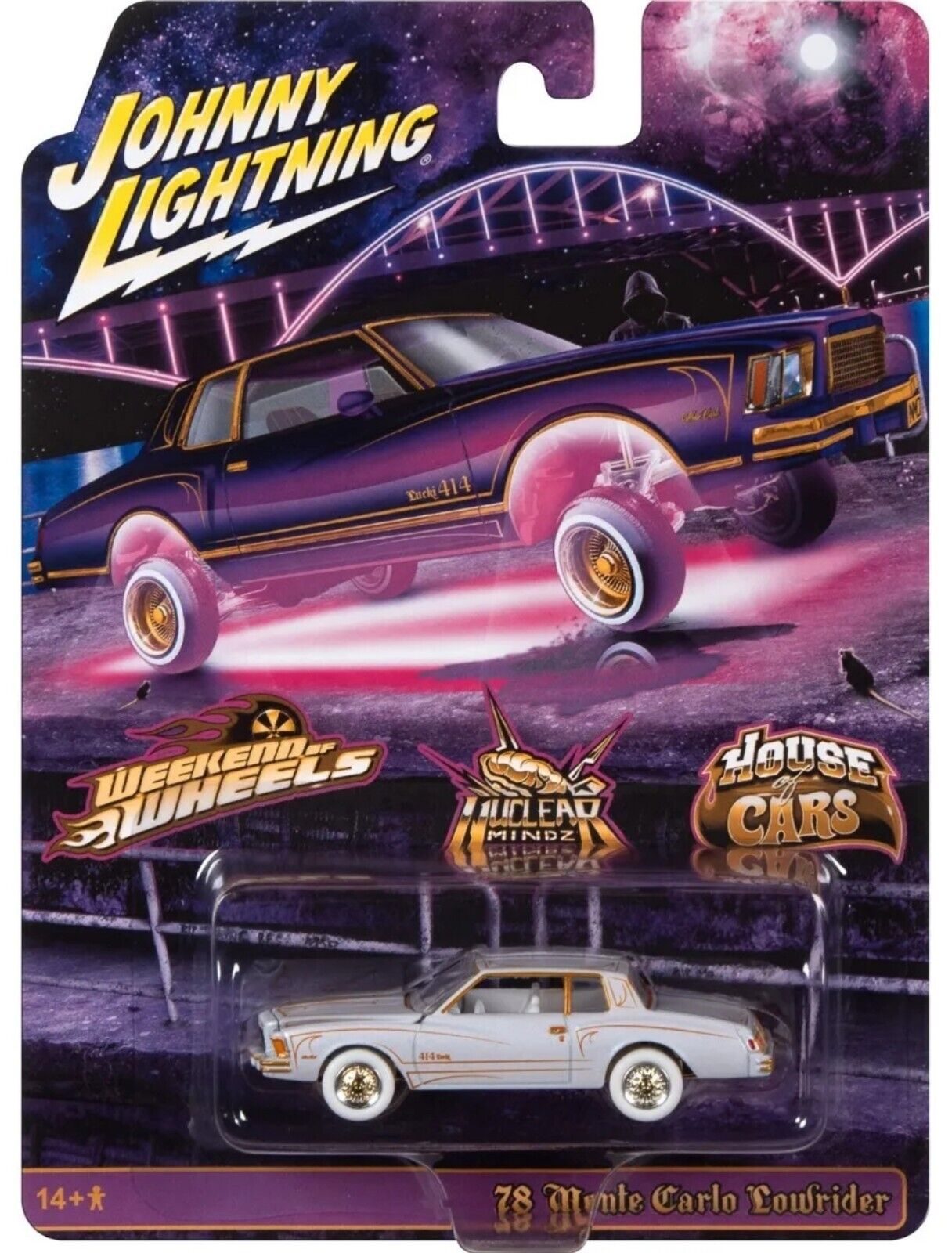 CHASE WHITE LIGHTNING Johnny Lightning 2023 Weekend of Wheels Exclusives 78 Monte Carlo Lowrider Purple 1:64
