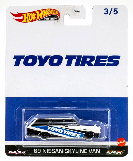 Hot Wheels Toyo Tires 69 Nissan Skyline Van White Blue Black 1:64