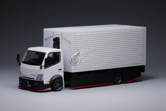 Micro Turbo Custom Truck Transporter Box White with Sticker 1:64