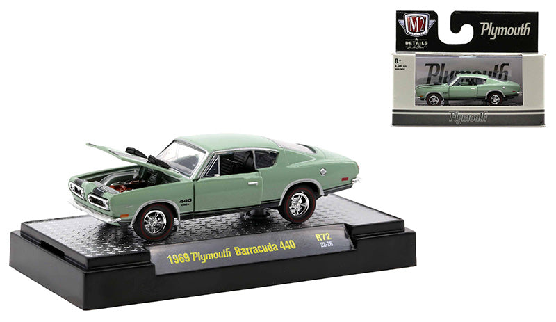 M2 Machines Auto-Thentics Release 72 1969 Plymouth Barracuda 440 Green 1:64