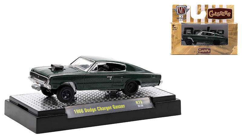 M2 Machines Auto-Thentics Release 72 1966 Dodge Charger Gasser Dark Green 1:64