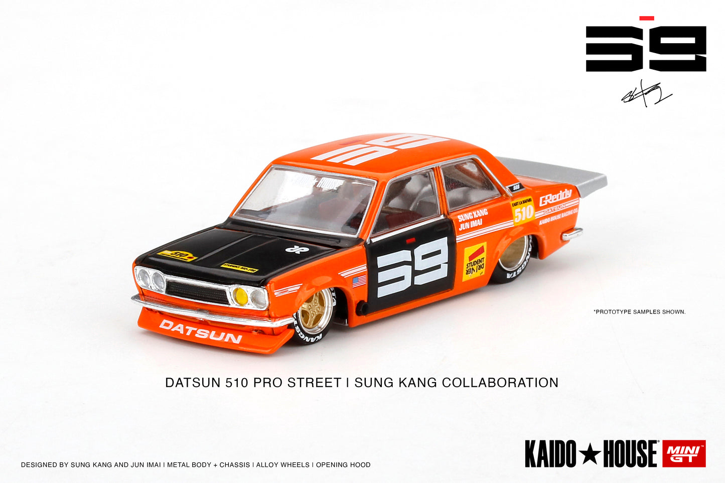 Mini GT Kaido House 004 Datsun 510 Pro Street SK510 Orange 1:64