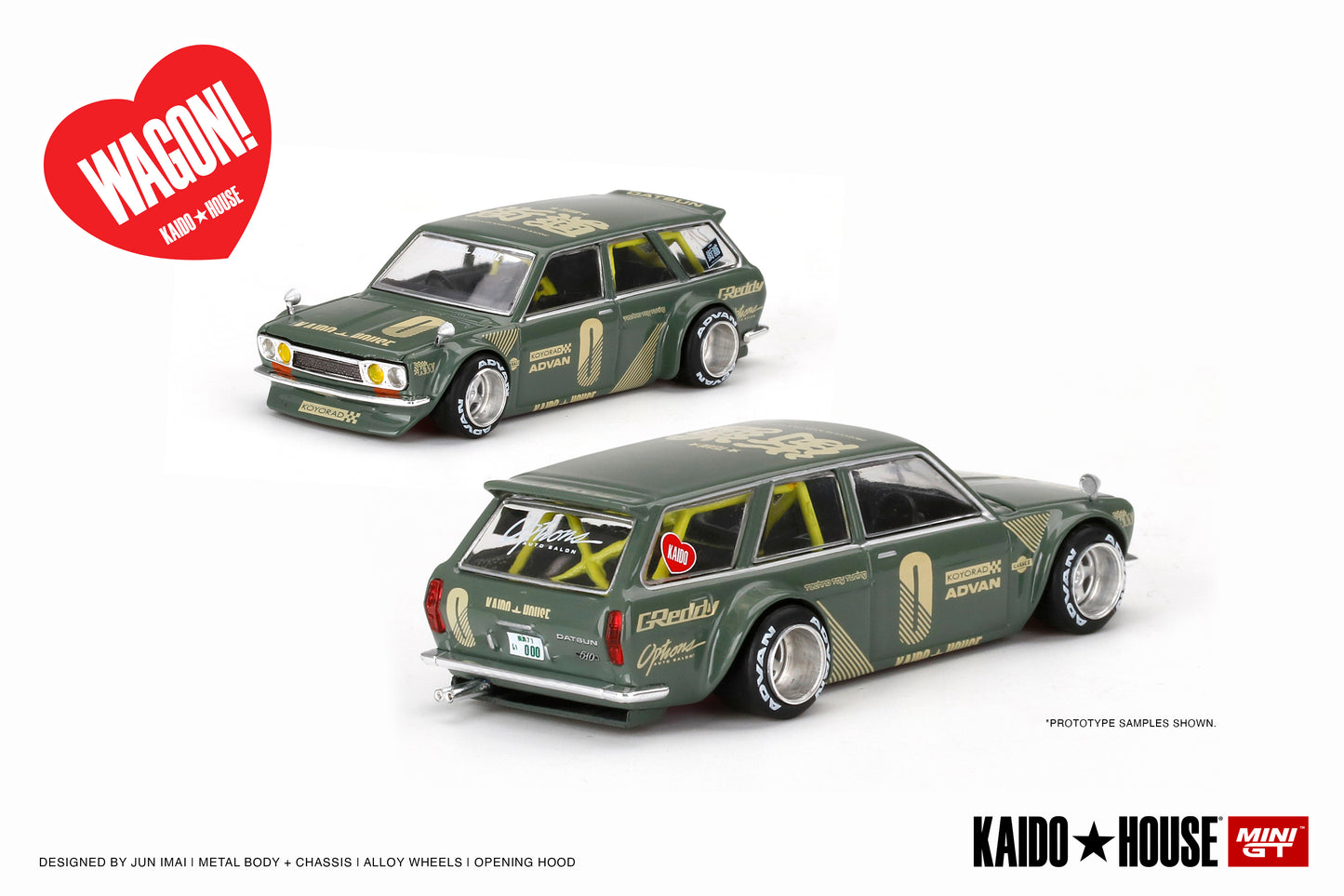 Mini GT Kaido House 010 Datsun KAIDO 510 Wagon Green 1:64