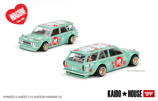 Mini GT Kaido House 013 Datsun KAIDO 510 Wagon Hanami V2 Mint Green 1:64