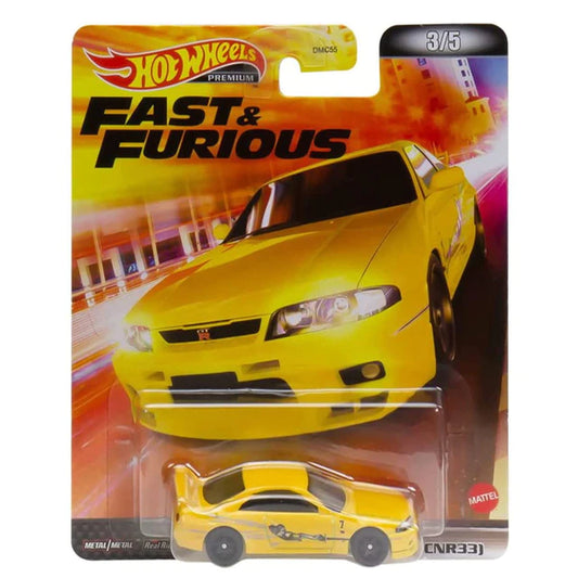 Hot Wheels Retro Entertainment Fast & Furious 2022 Nissan Skyline GTR BCNR33 Yellow 1:64