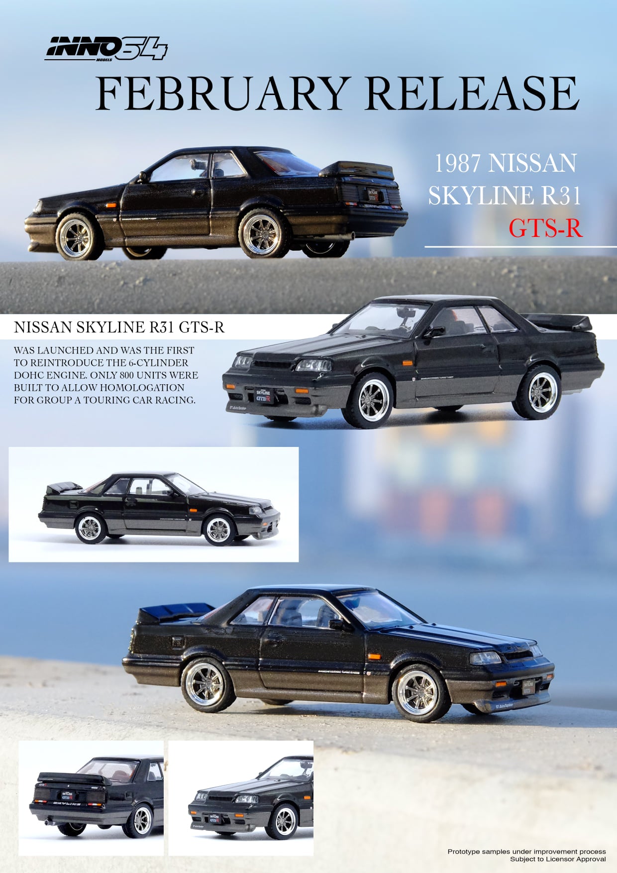 Inno64 Nissan Skyline GTS R R31 Black Gun Metal 1:64