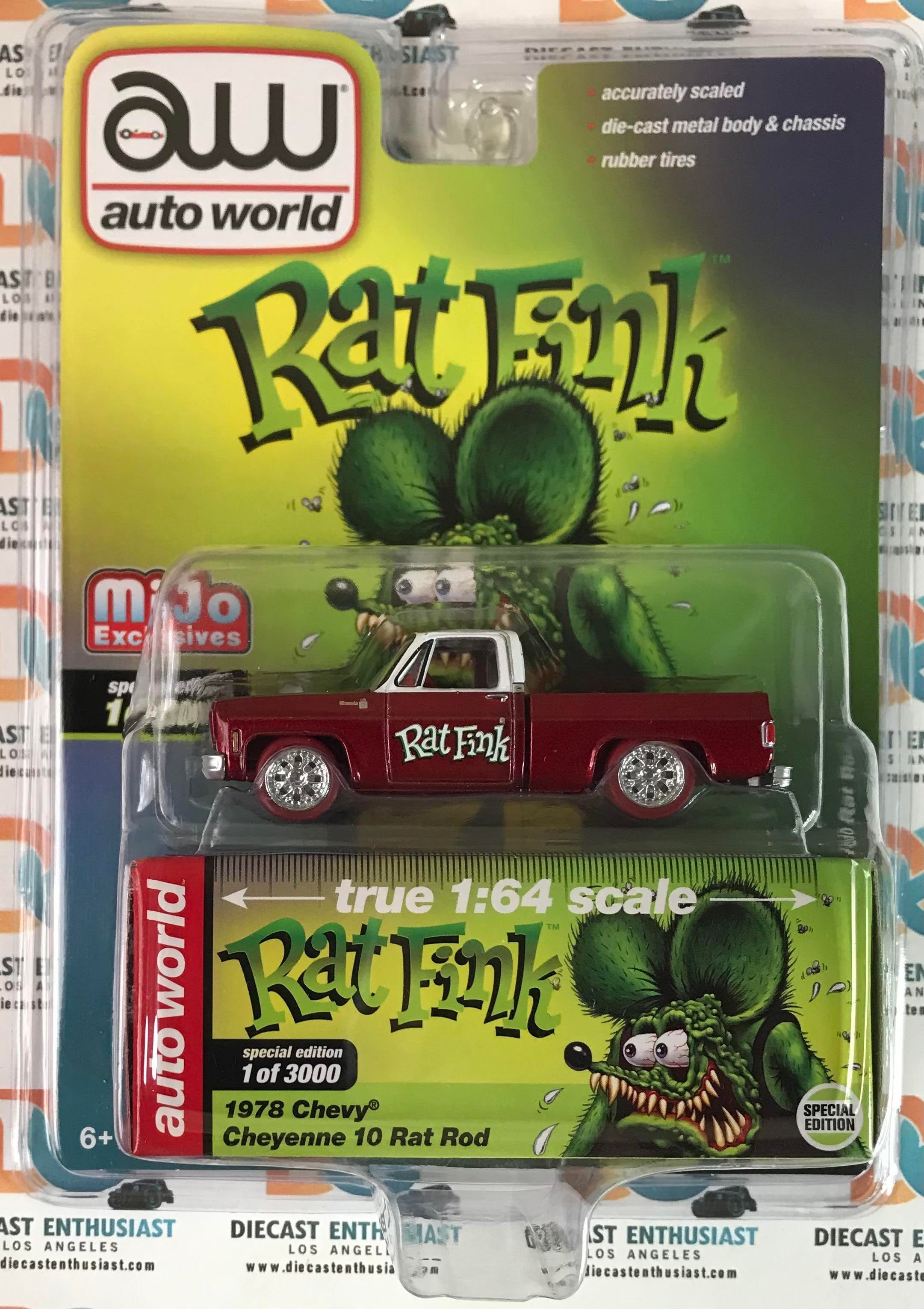 CHASE Auto World Mijo Exclusives Rat Fink 1978 Chevy Cheyenne 10 Rat Rod &  Weathered 1:64