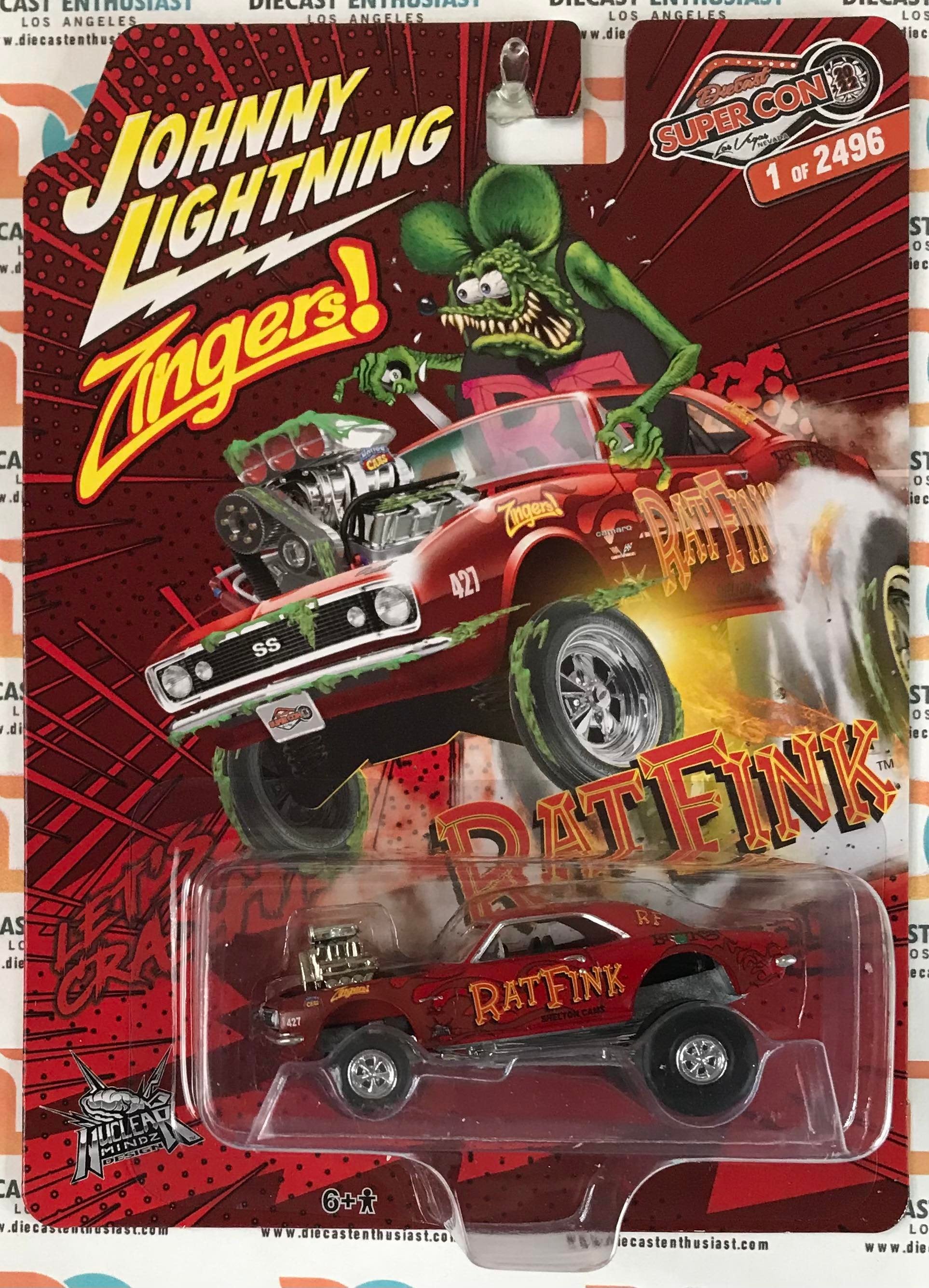 Johnny Lightning Exclusives Zingers! 1967 Chevrolet Camaro Red Rat Fink 1:64