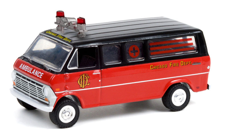 Greenlight Chicago Fire Department 1969 Ford Club Wagon Ambulance 1:64