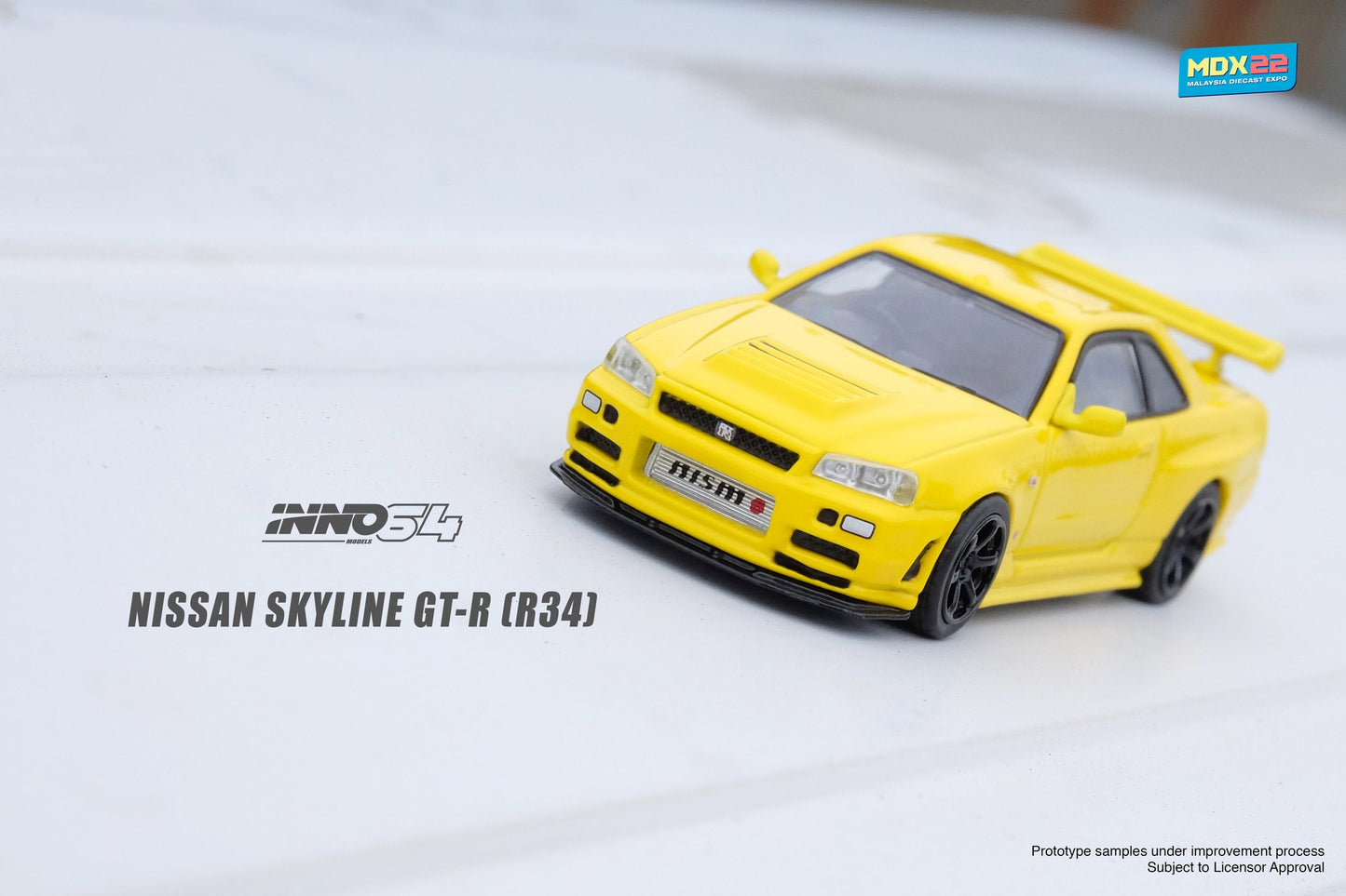 Inno64 Malaysia Diecast Expo 2022 Event Model Nissan Skyline GTR R34 Yellow 1:64