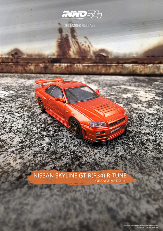 Inno64 Nissan Skyline GTR R34 R Tune  Orange Metallic 1:64