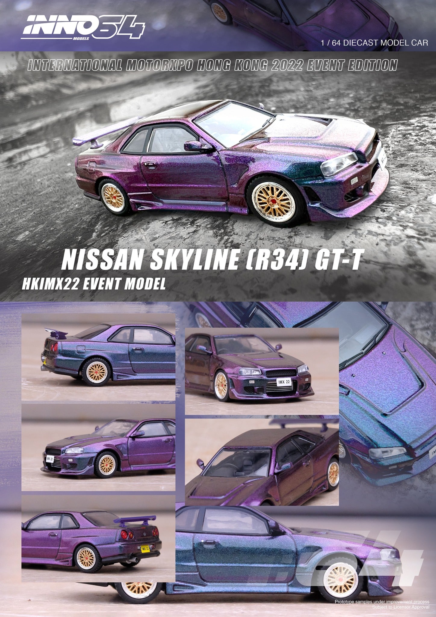 Inno64 Nissan Skyline R34 GTT International Motorxpo Hongkong 2022 Event  Edition Purple 1:64