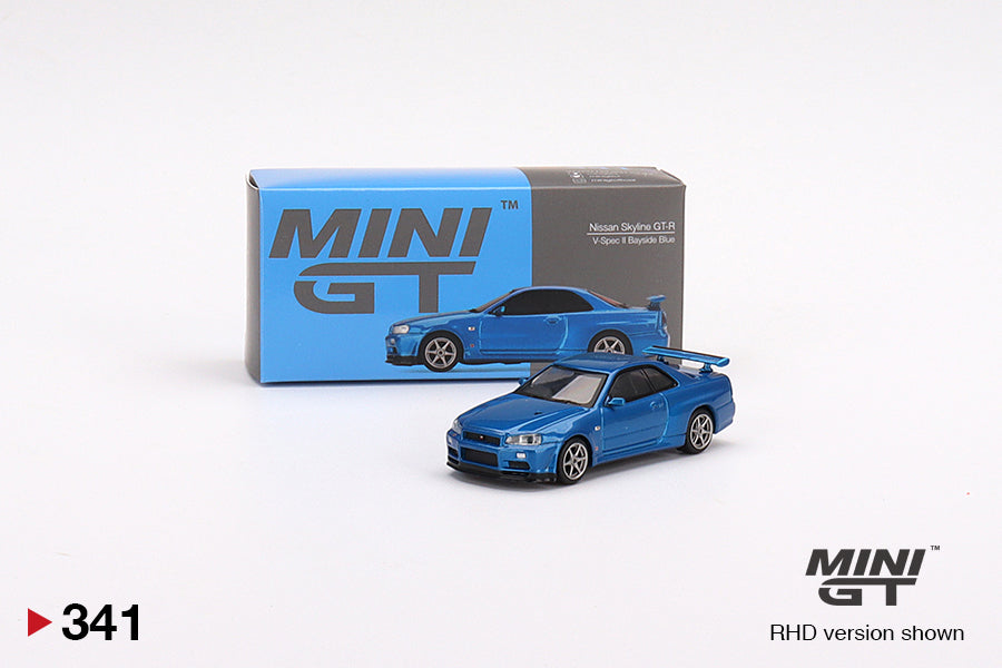 Mini GT Mijo Exclusives 341 Nissan Skyline GTR VSpec II Bayside Blue 1:64