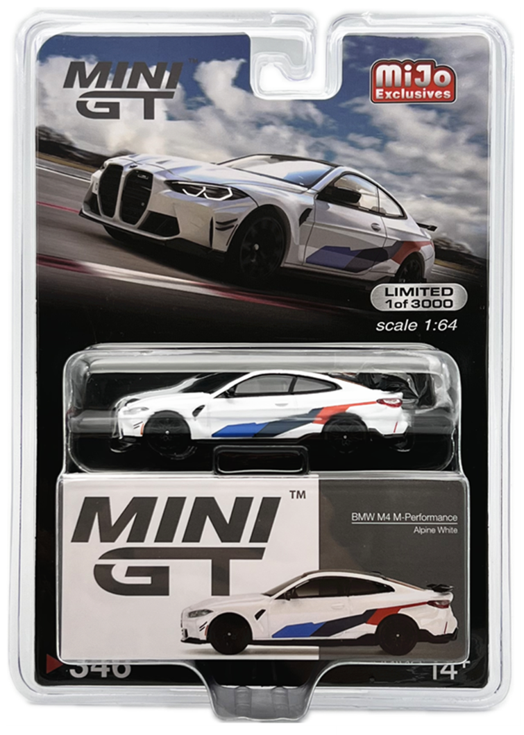 Mini GT Mijo Exclusives 346 BMW M4 M Performance (G82) Alpine White 1:64