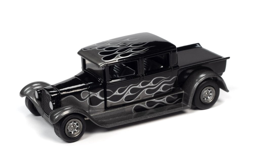 Johnny Lightning Black with Flames 1929 Ford Crew Cab Pickup Grey Flames 1:64
