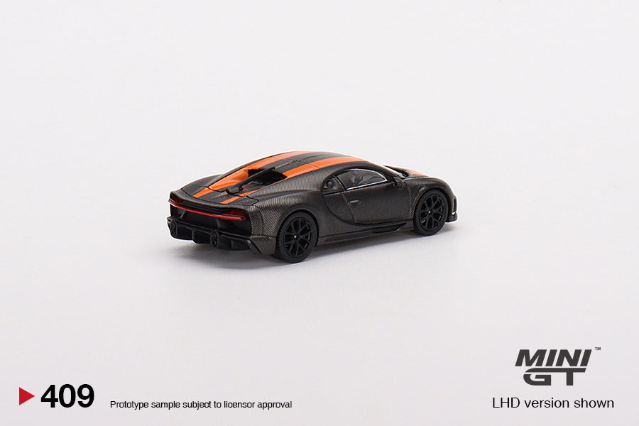 Mini GT Box Packaging Asian Release 409 Bugatti Chiron Super Sport 300+ World Record Black Orange 1:64