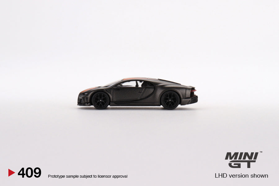 Mini GT Box Packaging Asian Release 409 Bugatti Chiron Super Sport 300+ World Record Black Orange 1:64
