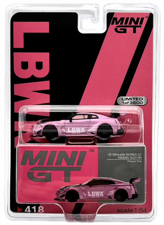 Mini GT Mijo Exclusives 418 LB Silhouette WORKS GT NISSAN 35GT RR Passion Pink 1:64