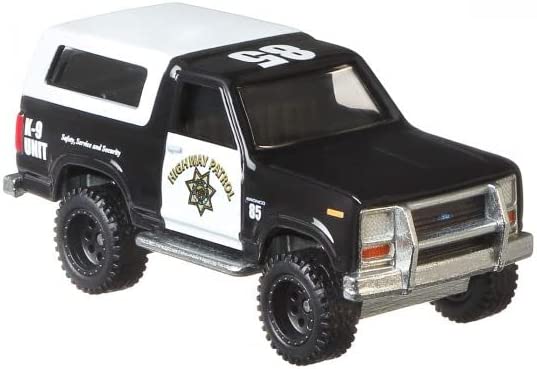 NEW DAMAGE CARD & BUBBLE Hot Wheels Wild Terrain 85 Ford Bronco Highway Police 1:64