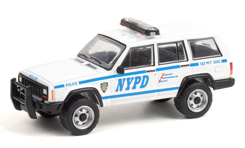 Greenlight Hot Pursuit New York Police Department NYPD 1997 Jeep Cherokee White 1:64
