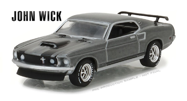 Greenlight John Wick 1969 Ford Mustang BOSS 429 Silver 1:64