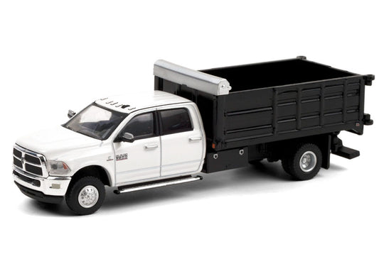 Greenlight Dually Drivers 2018 Ram 3500 Dually Landscaper Dump Truck White 1:64