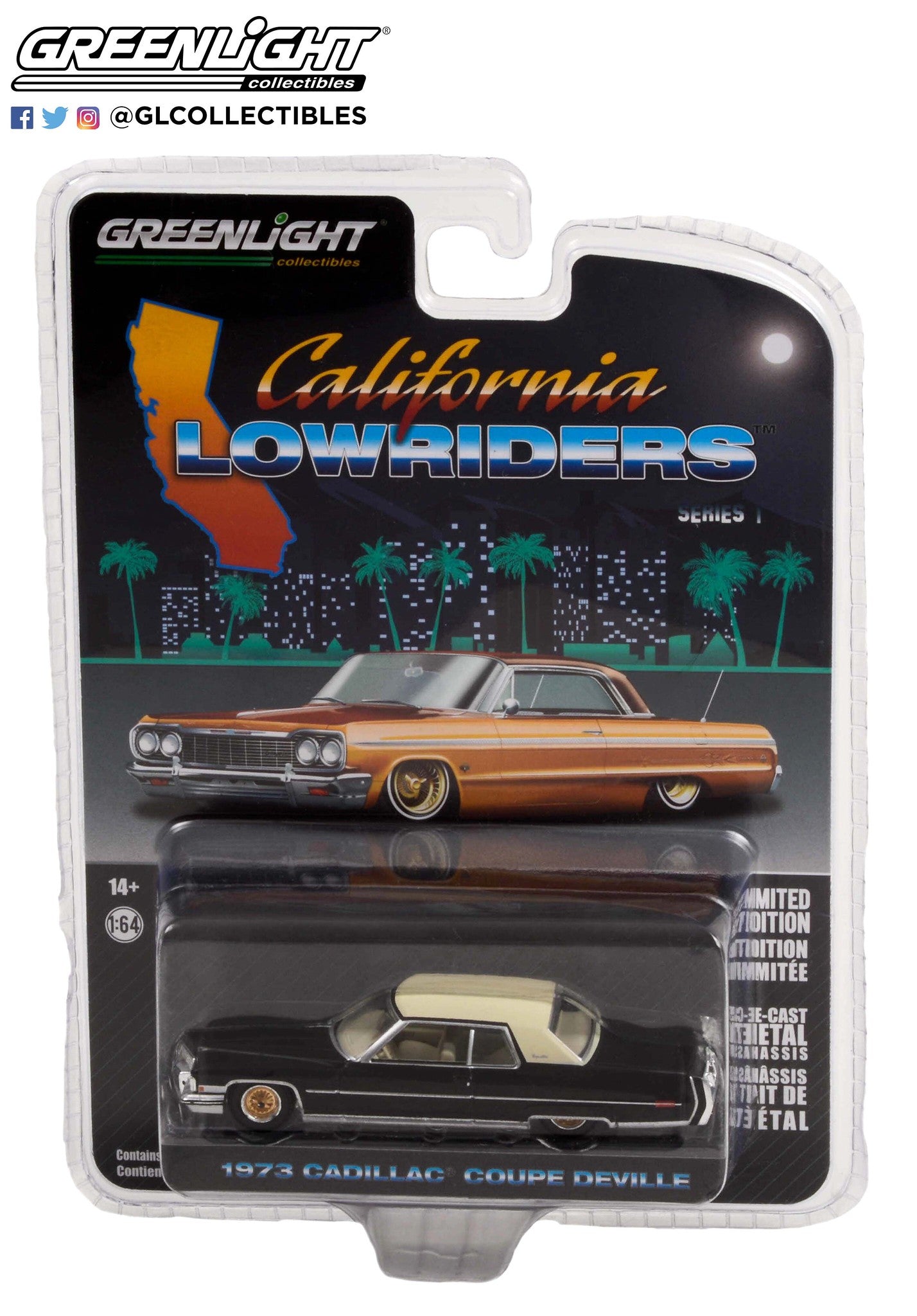 Greenlight California Lowriders Series 1 1973 Cadillac Coupe Deville Black 1:64