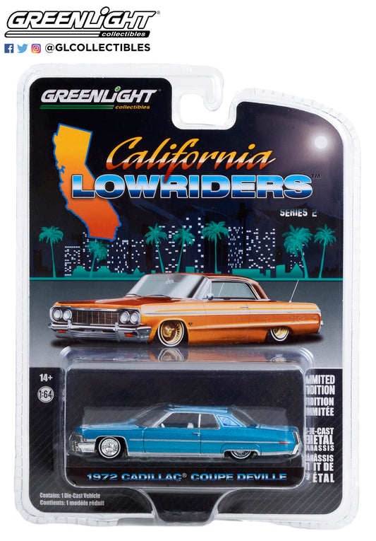 Greenlight California Lowriders Series 2 1972 Cadillac Coupe Deville Blue 1:64