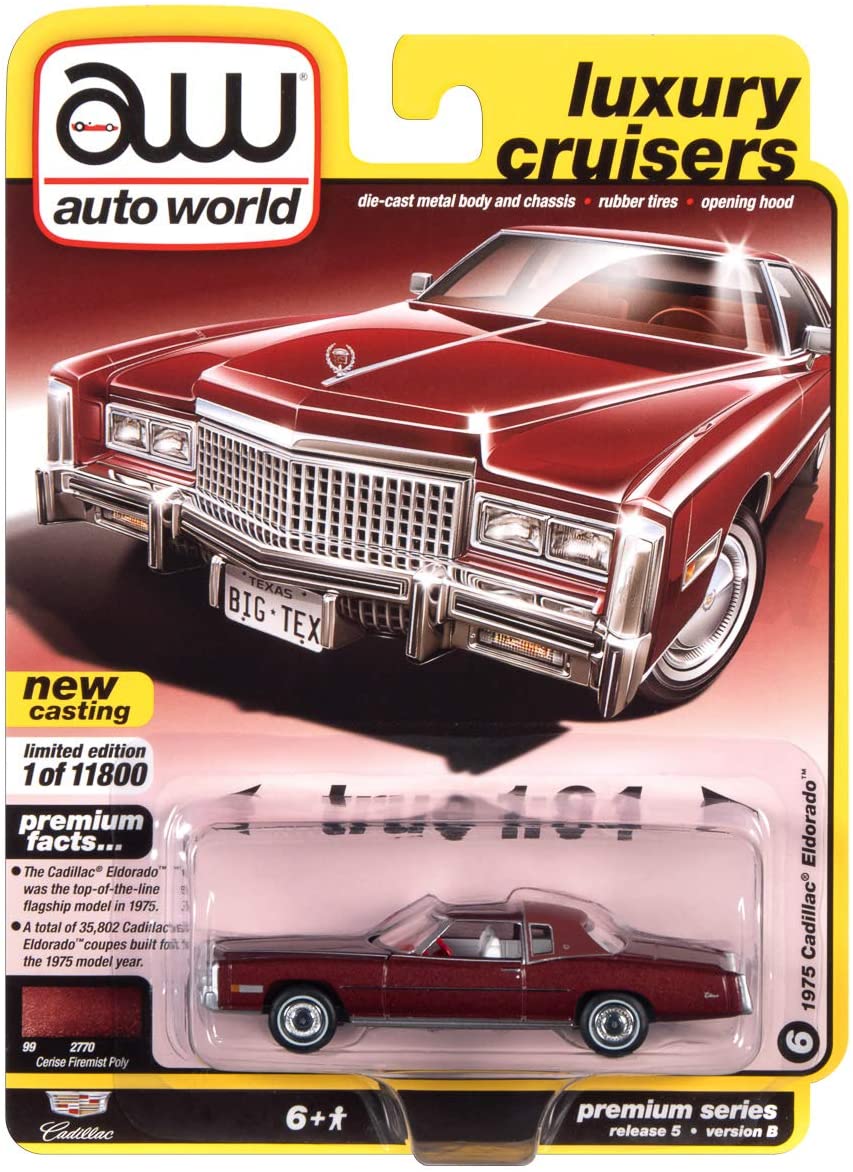 Auto World Luxury Cruisers 1975 Cadillac Eldorado Maroon 1:64