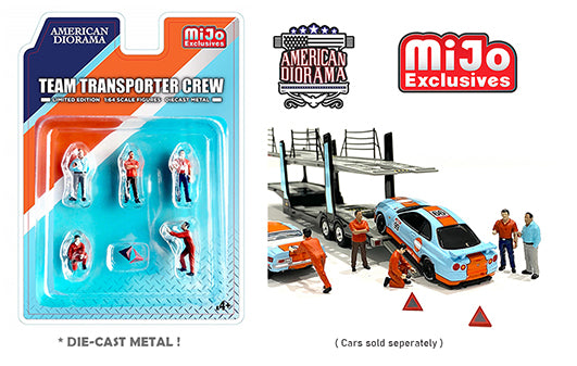 American Diorama Mijo Exclusives Team Transporter Crew Orange Figures 1:64