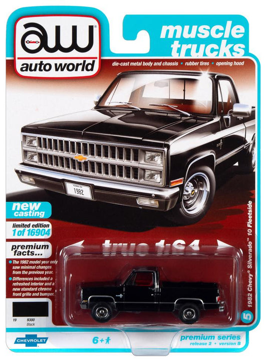 Auto World Muscle Trucks 1982 Chevrolet Silverado 10 Black 1:64