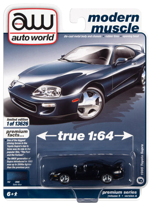 Auto World Modern Muscle 1995 Toyota Supra Baltic Blue 1:64