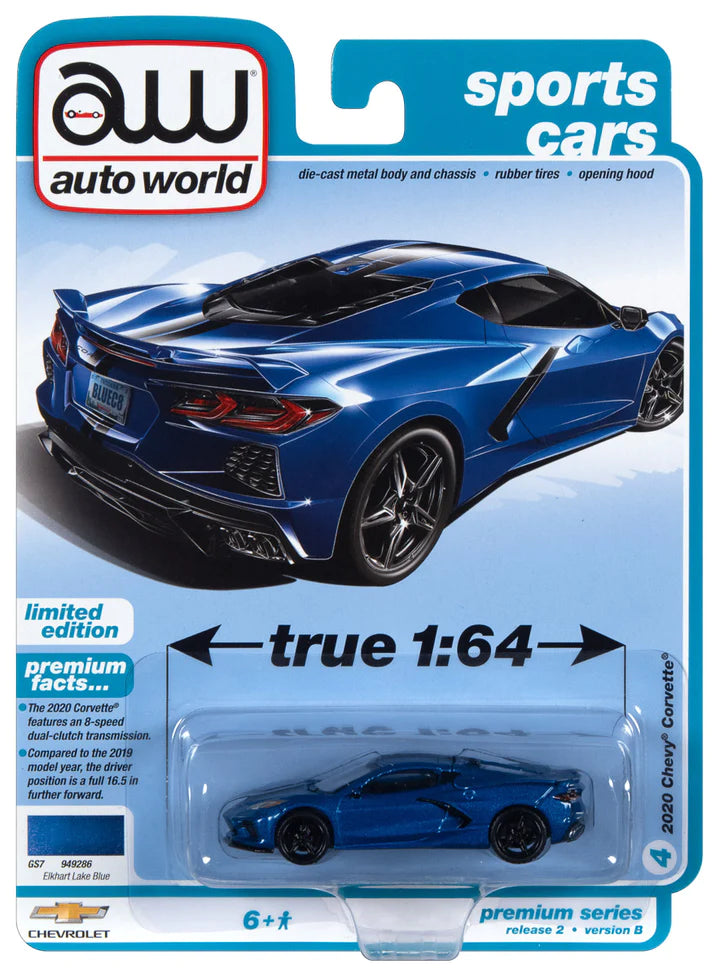 Auto World Sports Cars 2020 Chevy Corvette Elkhart Lake Blue 1:64