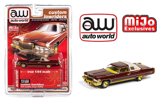 Auto World Mijo Exclusive Lowriders 1976 Cadillac Coupe Deville Brown 1:64