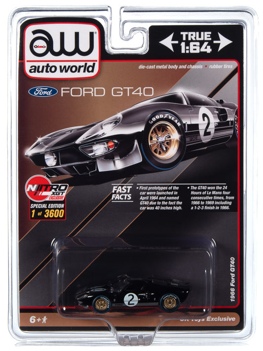 Auto World Nitro XGT Exclusives 1966 Ford GT40 Black #2 1:64