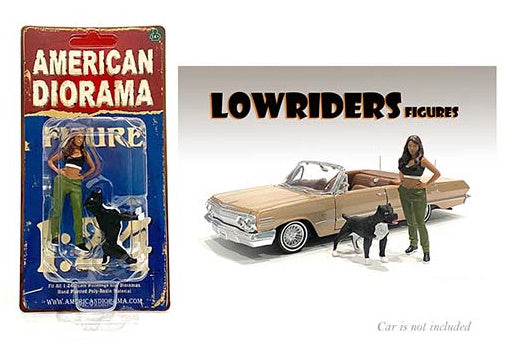 American Diorama Lowriders Figure Girl With Dog 1:24