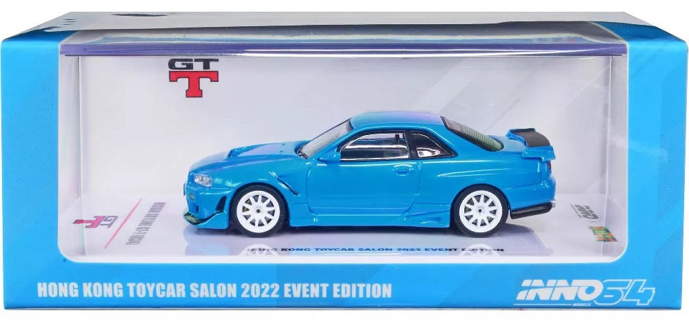 Inno64 Hongkong Tpycar Salon 2022 Event Edition Nissan Skyline GTR R34 Baby Blue 1:64