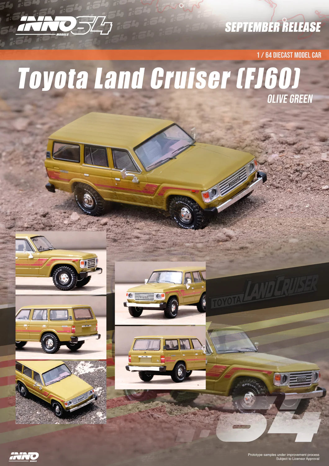 Inno64 Toyota Land Cruiser FJ60 Olive Green 1:64