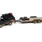 Johnny Lightning Truck Trailer 1980 Toyota Land Cruiser with Open Car Trailer Black 1:64