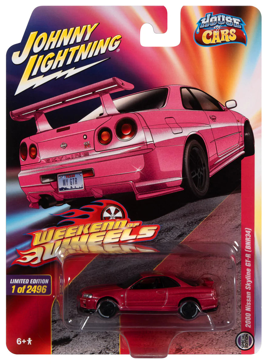 Johnny Lightning Exclusives 2000 Nissan Skyline GTR BNR34 Pink 1:64