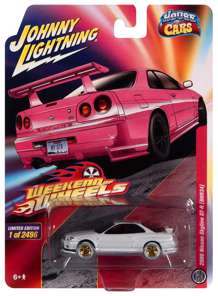 CHASE WHITE LIGHTNING Johnny Lightning Exclusives 2000 Nissan Skyline GTR BNR34 Pink 1:64