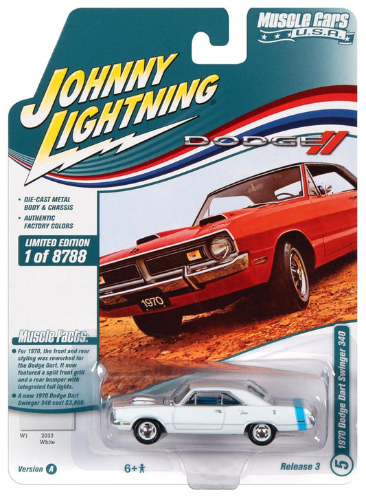 Johnny Lightning 1970 Dodge Dart Swinger 340 White 1:64