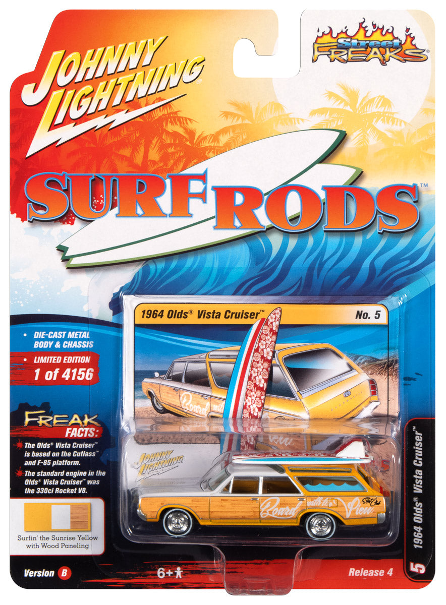 Johnny Lightning Street Freaks Surf Rods 1964 Olds Vista Cruiser Wagon Yellow 1:64