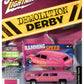 Johnny Lightning Demolition Derby Custom Haulin' Hearse Flat Strawberry Pink 1:64