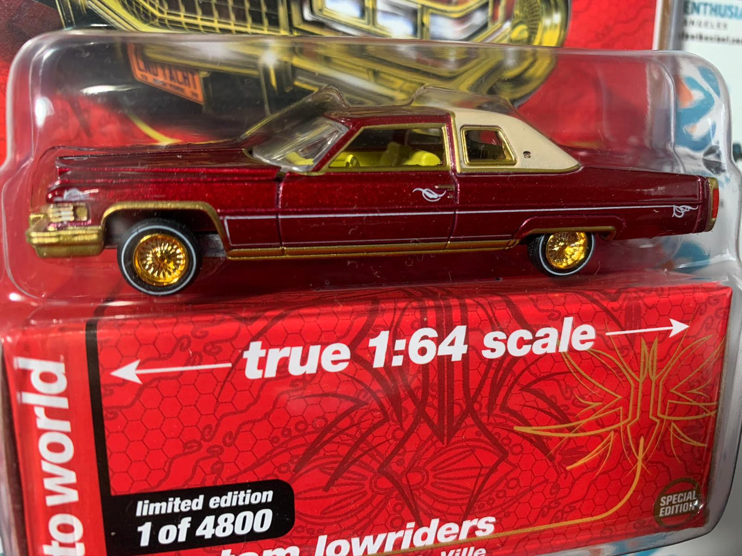 CHASE ULTRA RED Auto World Lowriders 1976 Cadillac Coupe DeVille Brown
