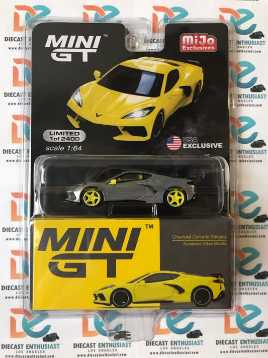 CHASE Mini GT Mijo Exclusive 195 2020 Chevrolet Corvette C8 Stingray Yellow 1:64
