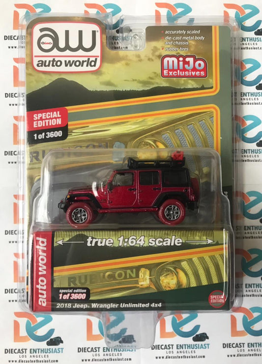 CHASE Auto World Mijo Exclusives Jeep Wrangler Unlimited With Roof Rack Yellow 1:64