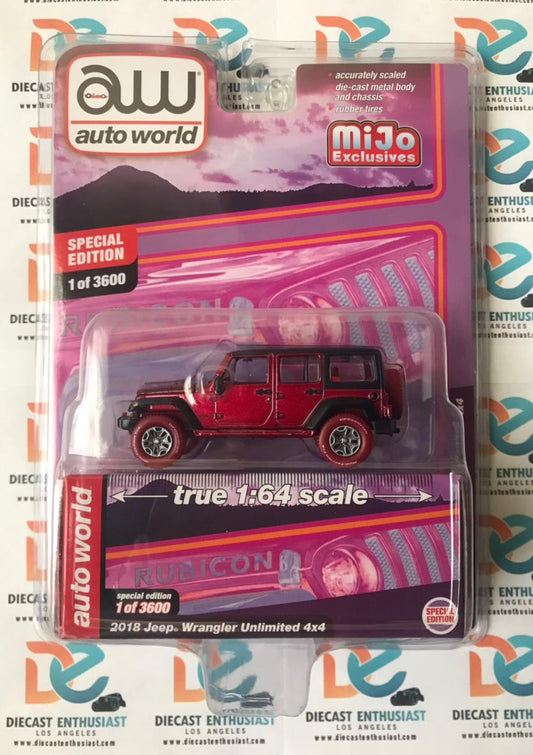 CHASE Auto World Mijo Exclusives Jeep Wrangler Unlimited Pink 1:64
